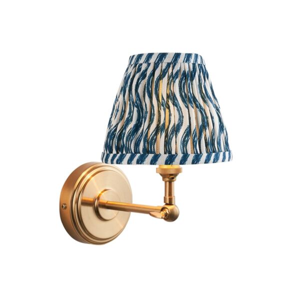 Endon Lighting - Step Wing & Ripple 16cm - 115774 - Aged Brass Blue Wall Light