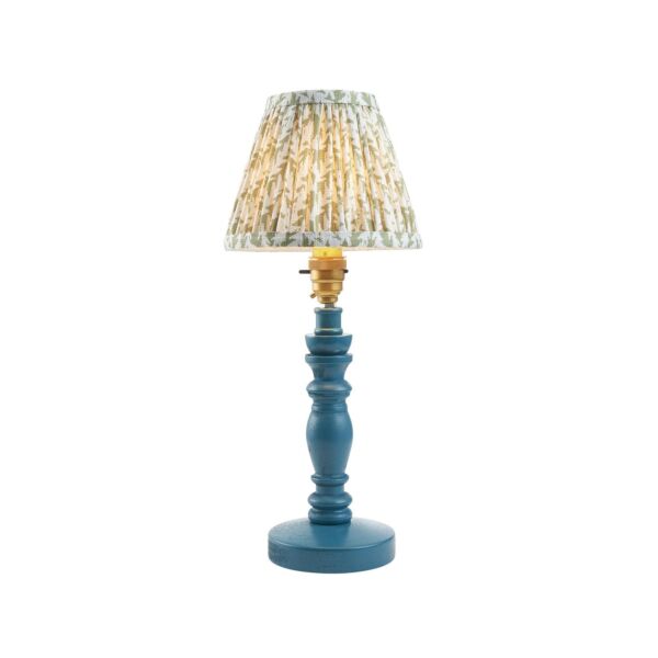 Endon Lighting - Bibury & Leaf 16cm - 115889 - Blue Aged Brass Green Table Lamp With Shade