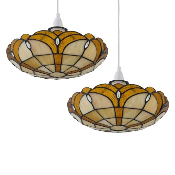 Set of 2 Bridgeton - Tiffany Uplighter Easy Fit Pendant Shades