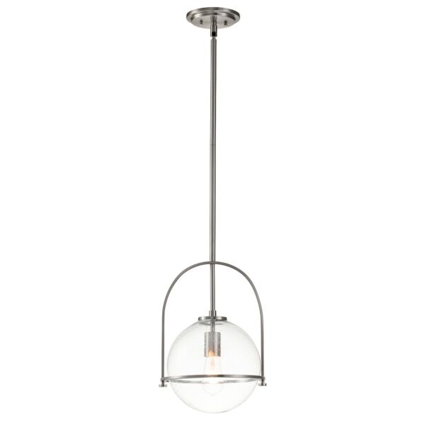 Quintiesse - Somerset - QN-SOMERSET-P-C-BN - Brushed Nickel Clear Seeded Glass Ceiling Pendant Light