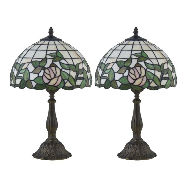 Set of 2 Trent - Tiffany Floral 47cm Table Lamps