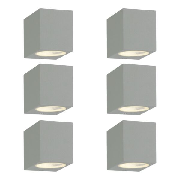 Set of 6 Falmouth - Grey Downwards Outdoor IP44 Wall Light