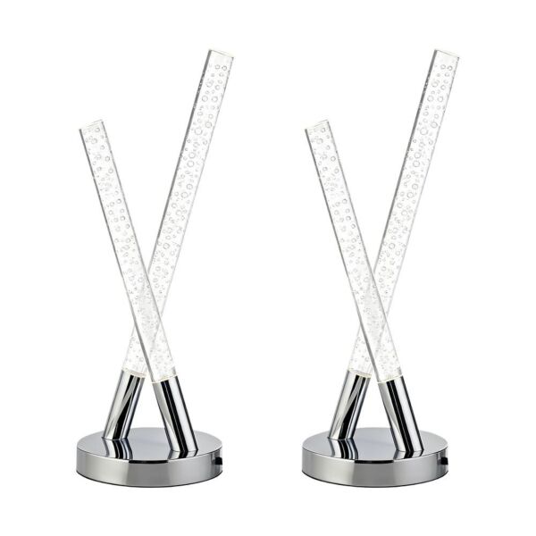 Set of 2 Portland - Chrome 38cm LED Bubble Table Lamps