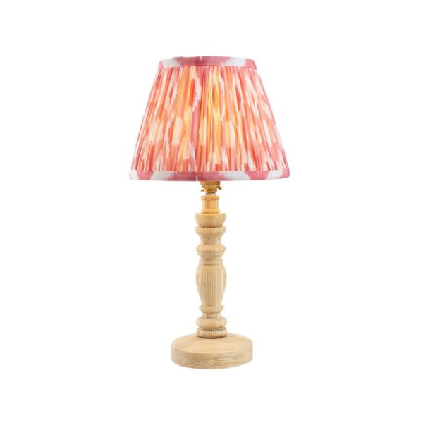 Endon Lighting - Bibury & Ikat 20cm - 114284 - Ash Wood Aged Brass Pink Table Lamp With Shade