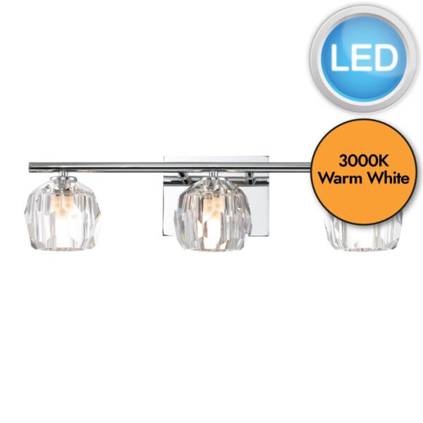 Quintiesse - Regalia - QN-REGALIA3-PC-BATH - LED Chrome Clear Glass 3 Light IP44 Bathroom Wall Light