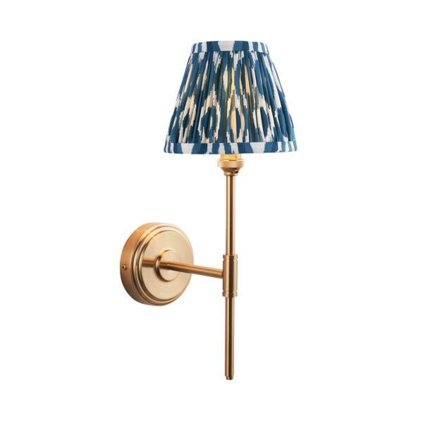 Endon Lighting - Step T Bar & Ikat 16cm - 115769 - Aged Brass Blue Wall Light