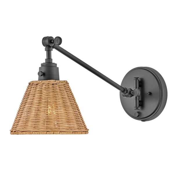 Hinkley Lighting - Arti - HK-ARTI-1W-BK-NR - Black Natural Rattan Reading Wall Light