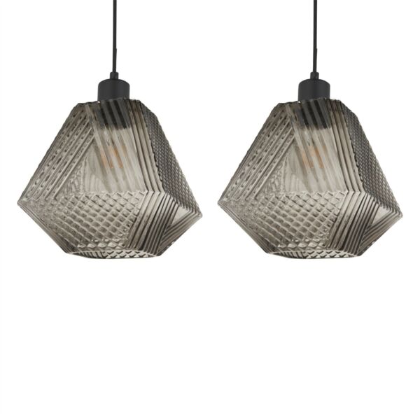 Set of 2 Prism - Smokey Glass Easy Fit Glass Pendant Shades
