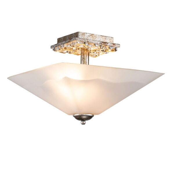 Flambeau Lighting - Star - STAR-F-S-DS - Distressed Silver Opal Glass 2 Light Flush Ceiling Light