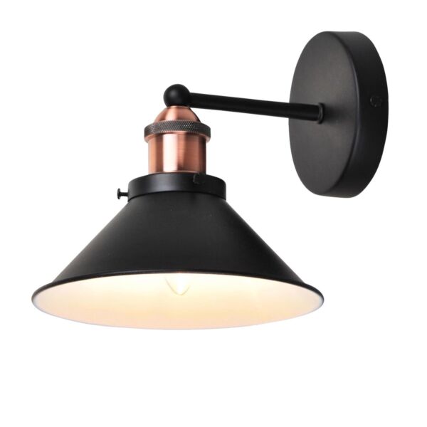 Matt Black With Brushed Copper Wall Light