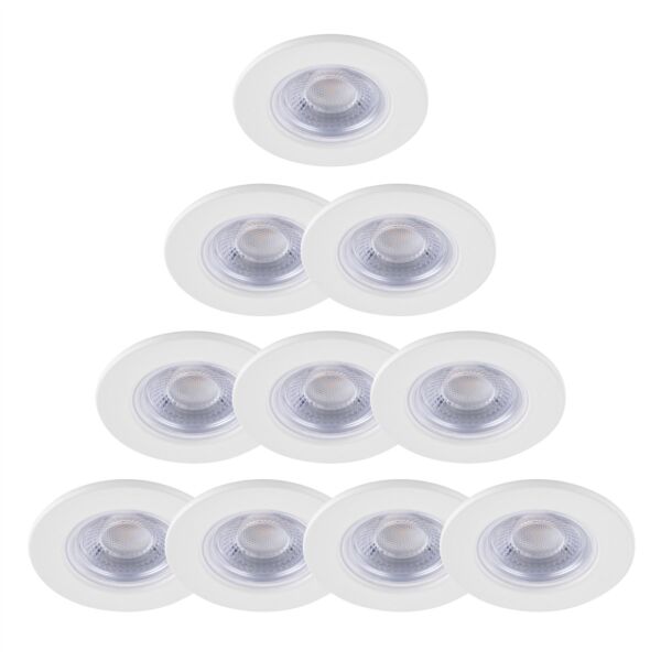 Set of 10 Matt White Fire Rated 6W LED 4000K Recessed Downlights