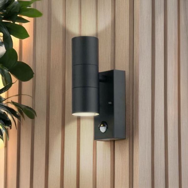 Blaze - Black Outdoor Up Down Motion Sensor Wall Light