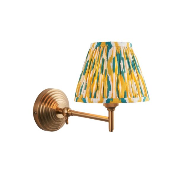 Endon Lighting - Obelisk Fold & Ikat 16cm - 115732 - Aged Brass Yellow Jade Wall Light