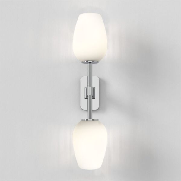 Astro Lighting - Tacoma Twin 1429002 & 5036007 - IP44 Polished Chrome Wall Light with Opal Tulip Glass Shades