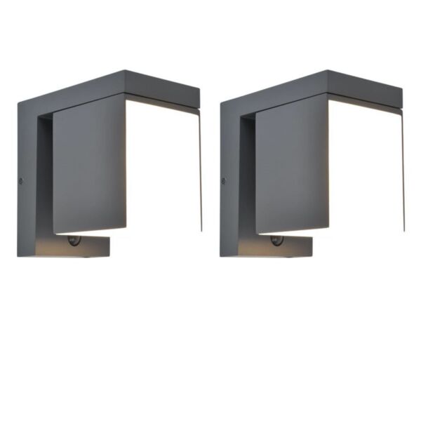Set of 2 Prima - LED Dark Grey Opal IP54 Outdoor Wall Washer Lights