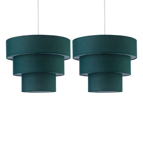 Set of 2 Barty - Dark Green 38cm Tiered Pendant Shades