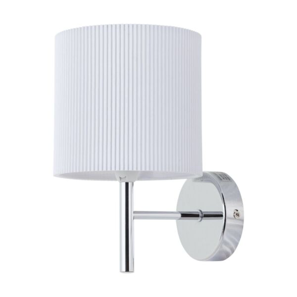 Brea - Chrome Wall Light with White Pleated Shade