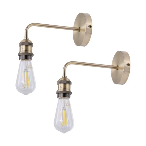 Set of 2 Isaac - Antique Brass Wall Lamps