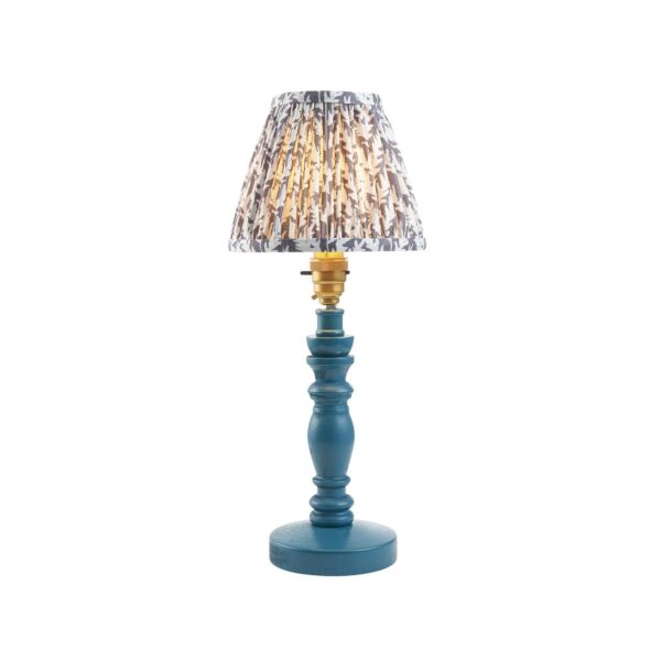 Endon Lighting - Bibury & Leaf 16cm - 115885 - Blue Aged Brass Grey Table Lamp With Shade