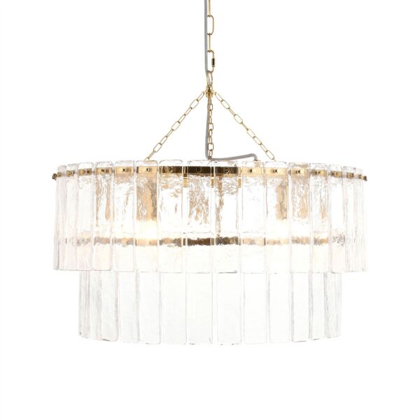Endon Lighting - Karine - 118469 - Aged Brass Clear Textured Glass 5 Light Ceiling Pendant Light