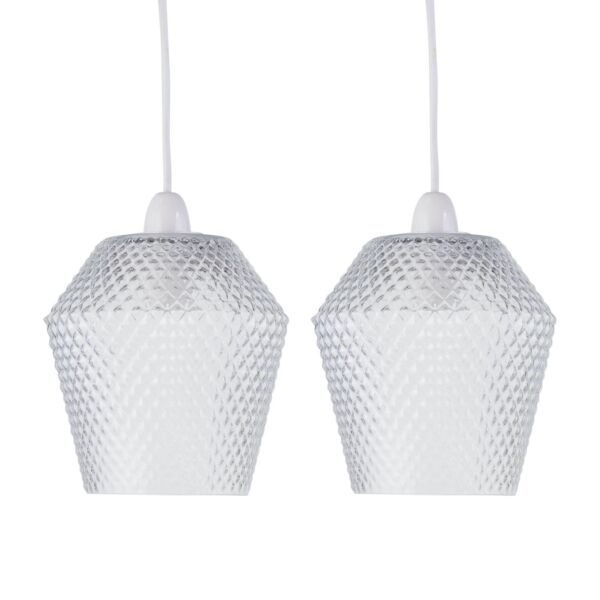 Set of 2 Porter - Clear Textured Glass Easy Fit Pendant Shades