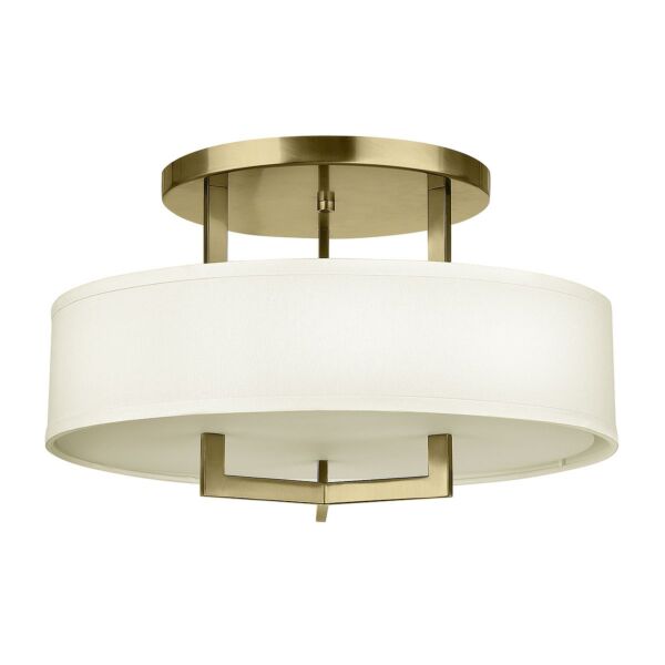 Hinkley Lighting - Hampton - HK-HAMPTON-SF-BB - Brushed Brass White 3 Light Flush Ceiling Light