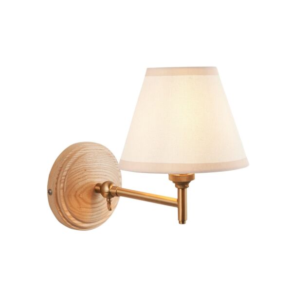 Endon Lighting - Wood Fold & Ivy 16cm - 115867 - Ash Wood Vintage White Wall Light