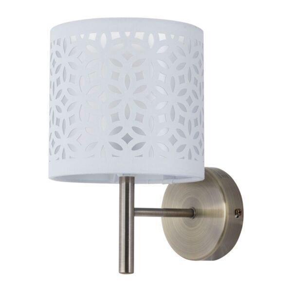 Brea - Antique Brass Wall Light with White Cut Out Shade