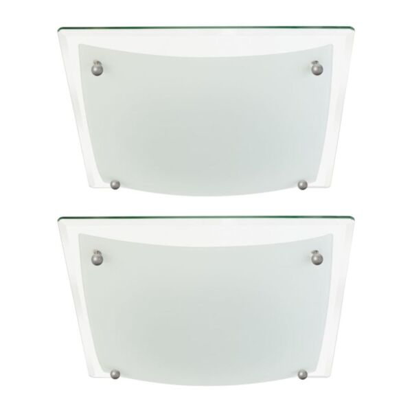 Set of 2 Glacier - Two Tone Glass Flush Ceiling Lights