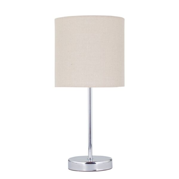 Chrome Touch Operated Table Lamp with Natural Linen Shade