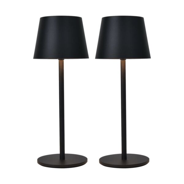 Set of 2 Roble - LED Black Clear IP54 Outdoor Portable Lamps
