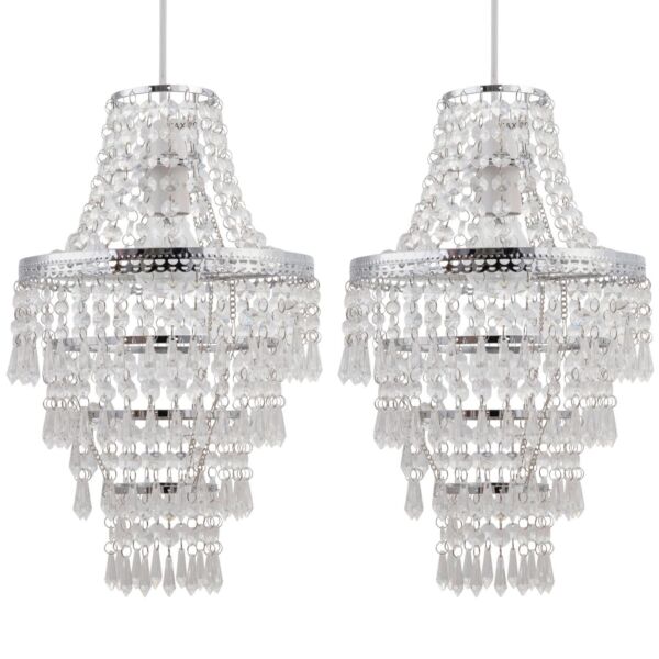 Set of 2 Chrome Tiered Chandelier Style Light Shades