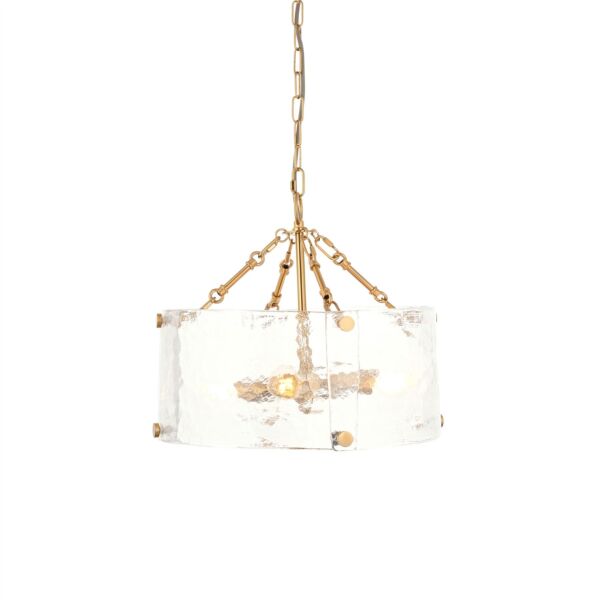 Endon Lighting - Keller - 118583 - Aged Brass Clear Textured Glass 4 Light Ceiling Pendant Light