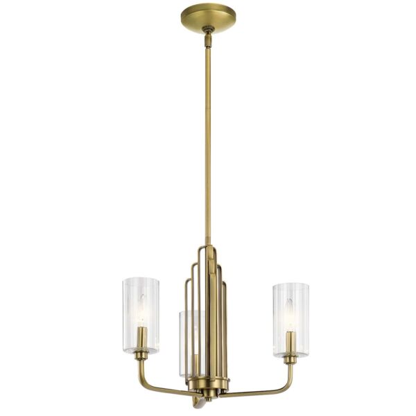 Quintiesse - Kimrose - QN-KIMROSE3-BNB - Natural Brass Clear Glass 3 Light Ceiling Pendant Light