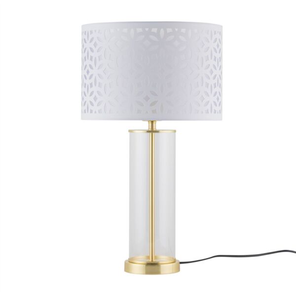 Aura - Satin Brass Table Lamp with White Cut Out Shade