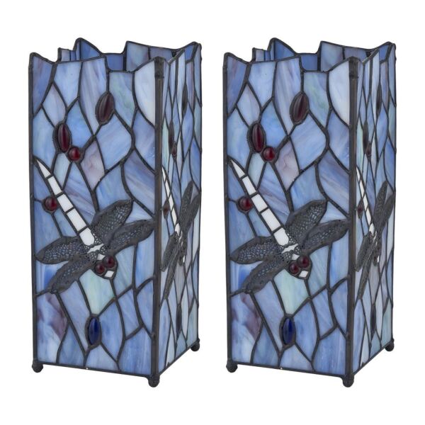 Set of 2 Lancaster - Blue Tiffany Dragonfly Table Lamps
