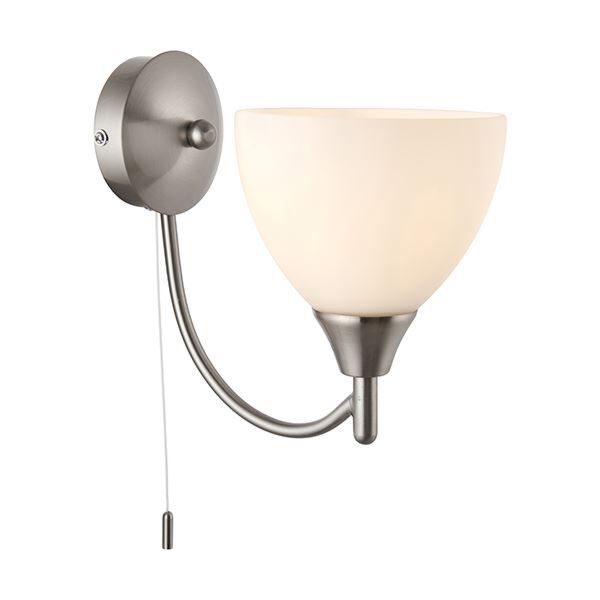 Endon Lighting - Alton - 1805-1SC - Chrome Opal Glass Pull Cord Wall Light