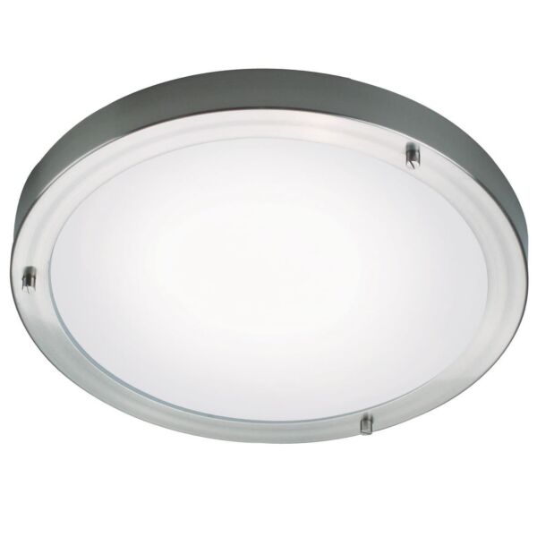 Nordlux - Ancona Maxi E27 - 25316132 - Steel Opal Glass 2 Light Bathroom Ceiling Flush Light