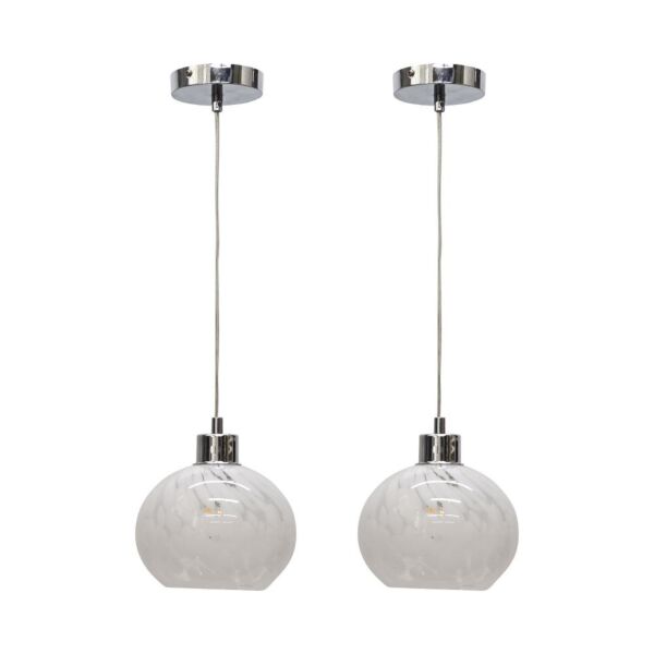 Set of 2 Confetti - Glass Globe with Chrome Pendant Fittings
