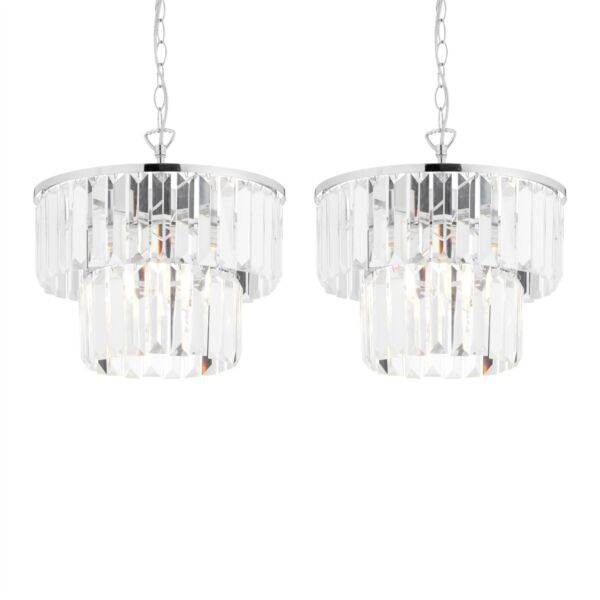 Set of 2 Knightsbridge - Two Tier Glass Ceiling Pendant Lights
