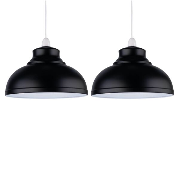 Set of 2 Dome - Black Easy Fit Metal Pendant Shades