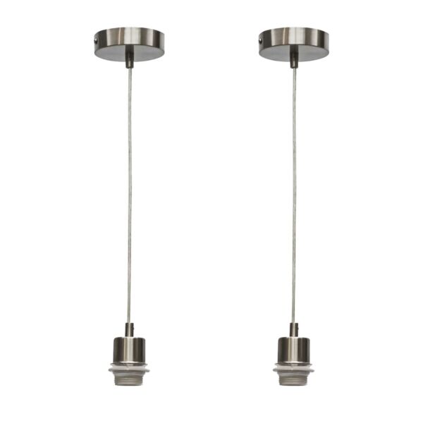 Set of 2 Carss - Satin Nickel Ceiling Pendant Flex Suspension Kits for Easy Fit Shades