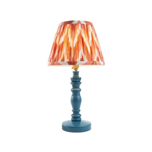 Endon Lighting - Bibury & Zigzag 20cm - 115090 - Blue Aged Brass Orange Table Lamp With Shade