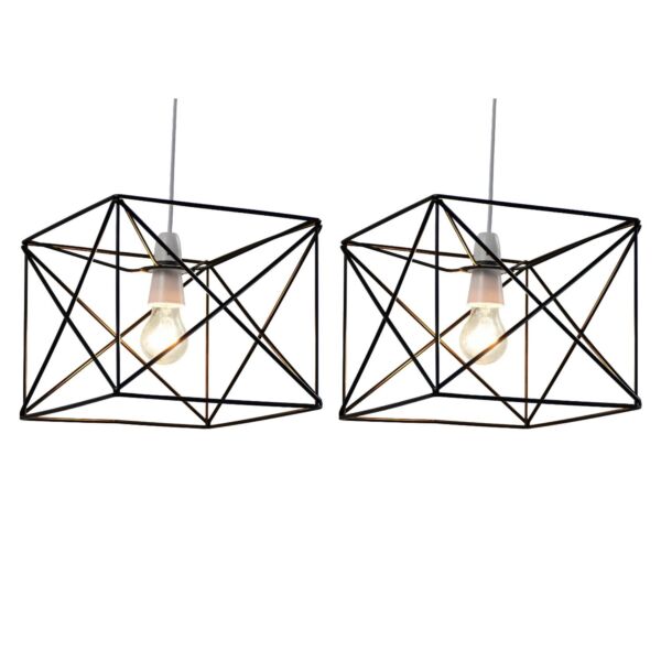 Set of 2 Geosphere - Matt Black with Brushed Gold Easy Fit Lightshades