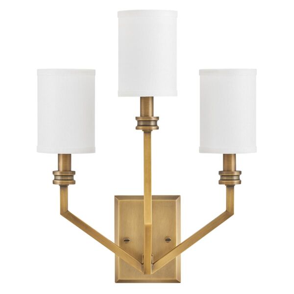 Hinkley Lighting - Moore - HK-MOORE-WB3-HB - Heritage Brass Ivory 3 Light Wall Light