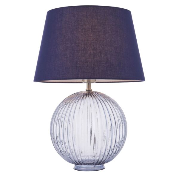 Endon Lighting - Jemma - 92906 - Smoked Glass Navy Blue Table Lamp With Shade