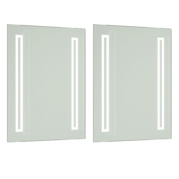 Pair of Battery Operated Rectangular LED Illuminated Bathroom Mirrors (no wiring required)