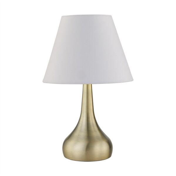Romana - Antique Brass Touch Operated Table Lamp with Ivory Shade