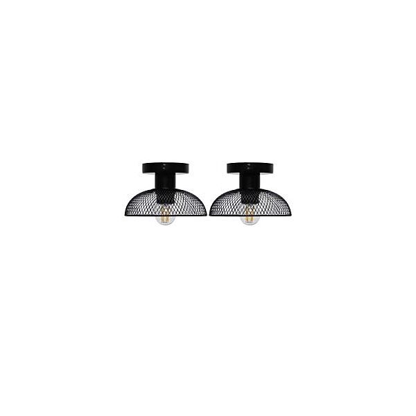 Set of 2 Cassidy - Small Black Mesh Ceiling Flush Lights