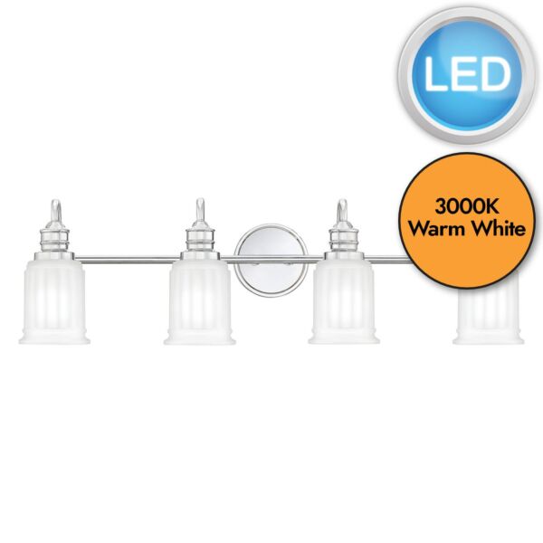 Quoizel Lighting - Swell - QZ-SWELL4-PC-BATH - LED Chrome Frosted Glass 4 Light IP44 Bathroom Wall Light